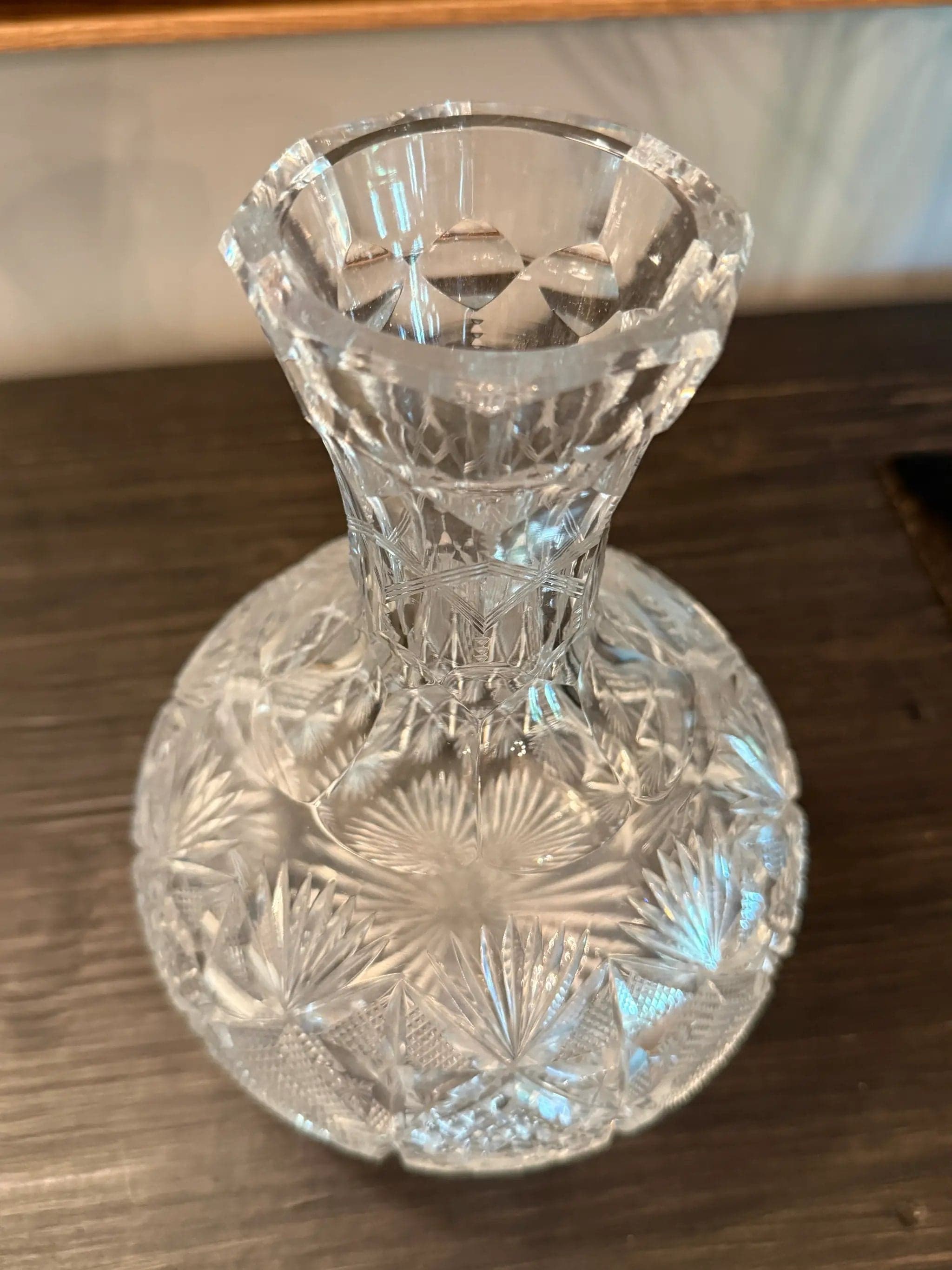 American Brilliant Period Crystal Vase | 8" Antique Crystal Flower Vase | Hand - Thumbnail 2