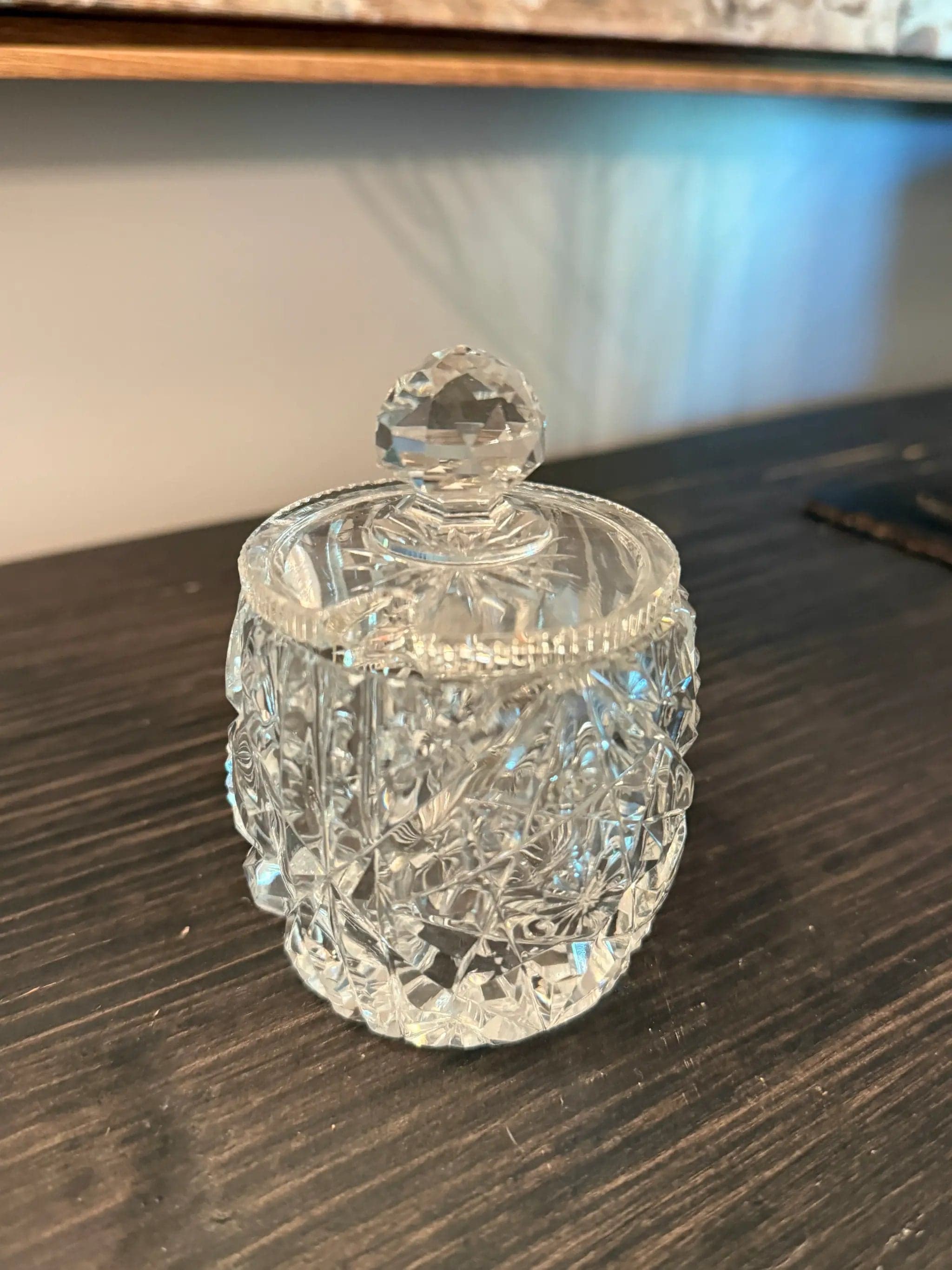 American Brilliant Period Crystal Covered Sugar Bowl | Jam or Marmalade Jar wi