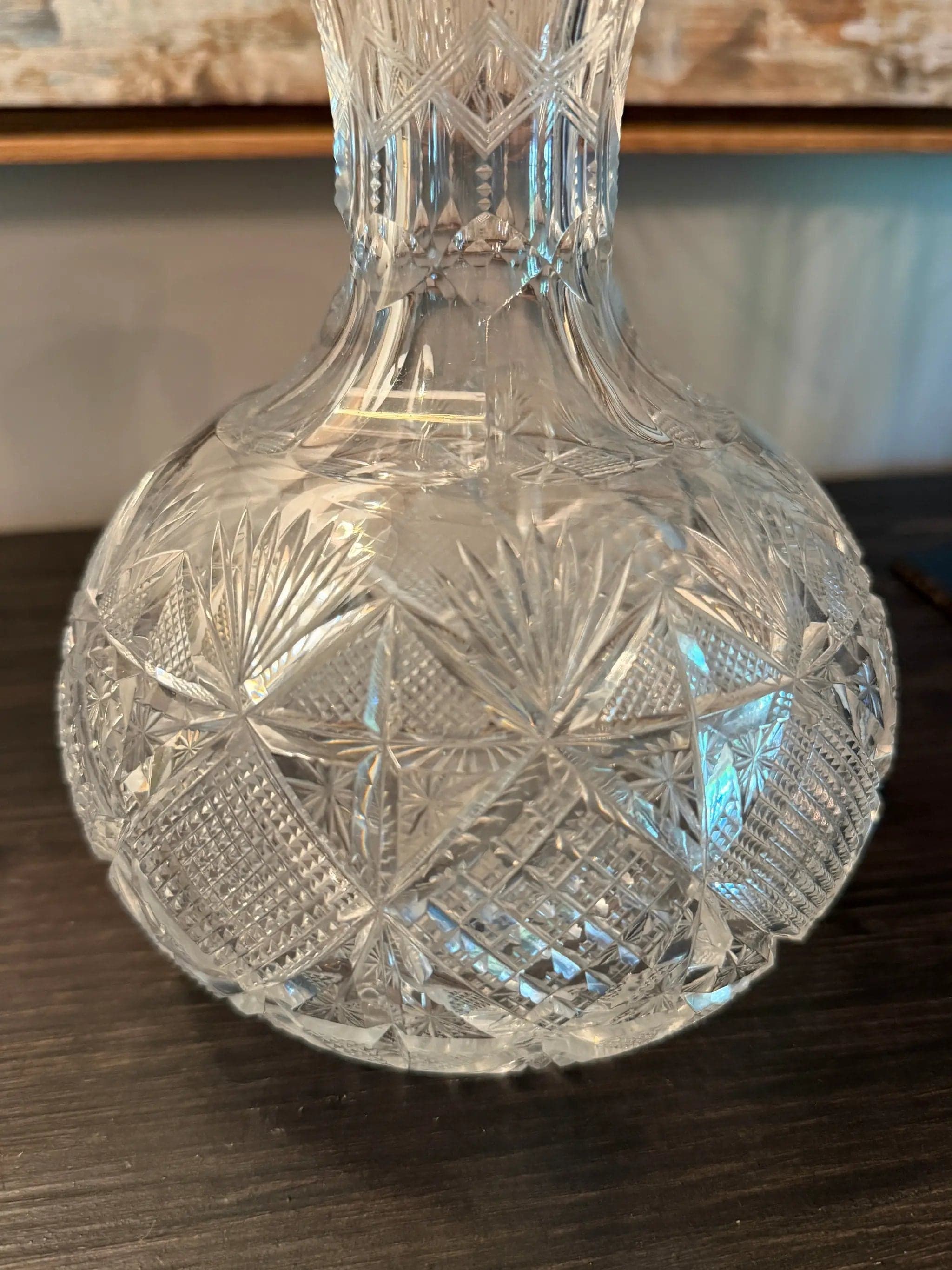 American Brilliant Period Crystal Vase | 8" Antique Crystal Flower Vase | Hand - Thumbnail 3