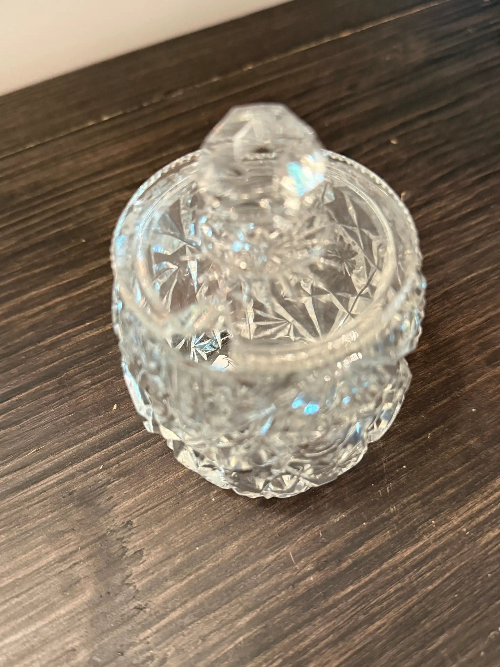American Brilliant Period Crystal Covered Sugar Bowl | Jam or Marmalade Jar wi - Thumbnail 2