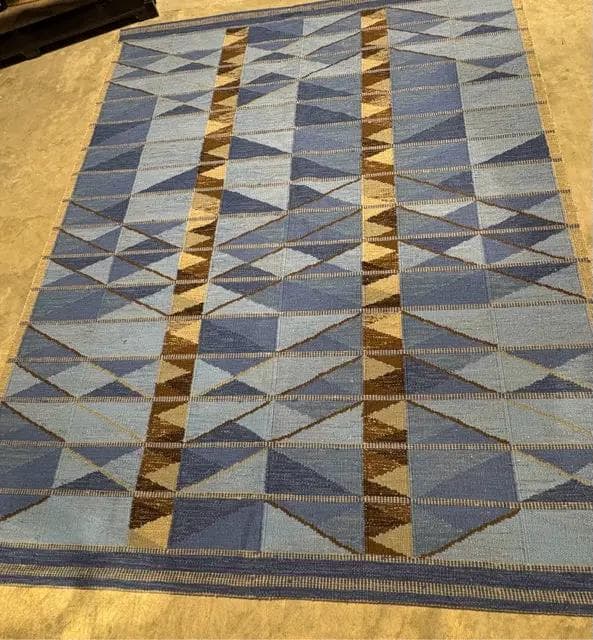 Rug and Kilm Blue, Brown, and Grey Rug