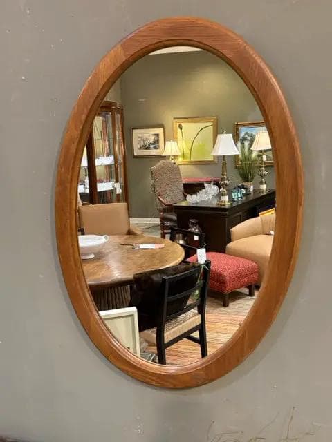 Oval Oak Framed Wall Mirror