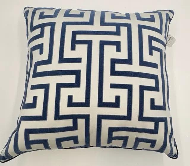 *NEW* Ryan Studios Blue and White Greek Key Pillow