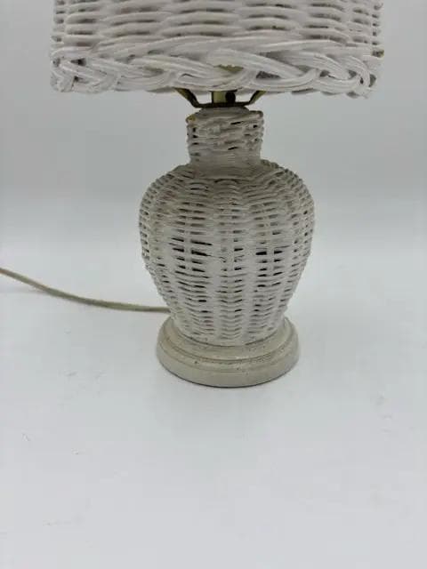 White Wicker Table Lamp - Thumbnail 3