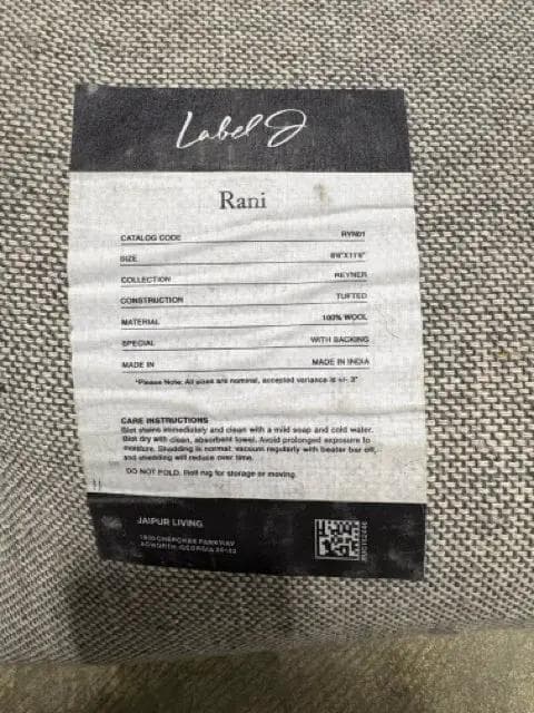 Label J Jaipur Brown and Tan Rug 100% Wool - Thumbnail 3