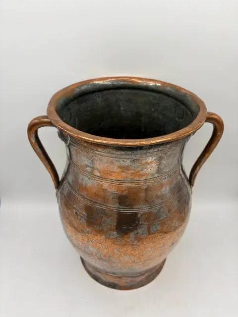 Vintage Handcrafted Copper Two-Handled Urn - Thumbnail 2