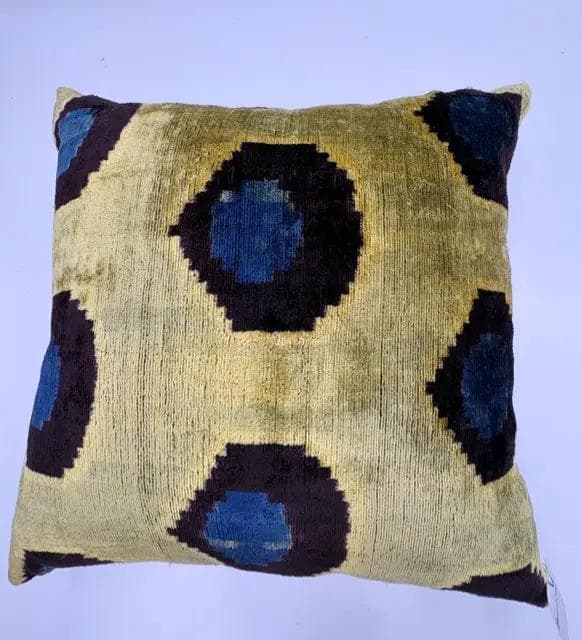 Handmade Ikat Silk and Velvet Pillow