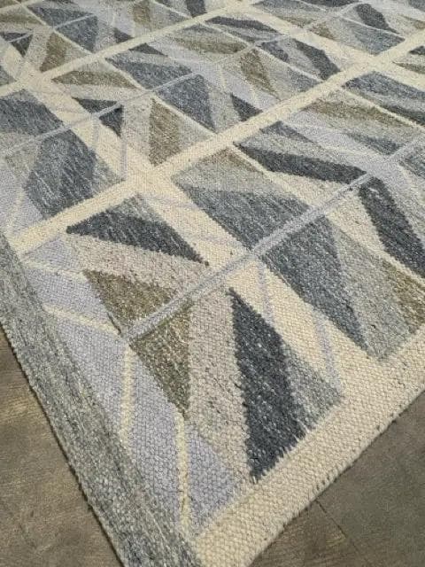 Rug and Kilm Blue Green and Cream Rug - Thumbnail 2