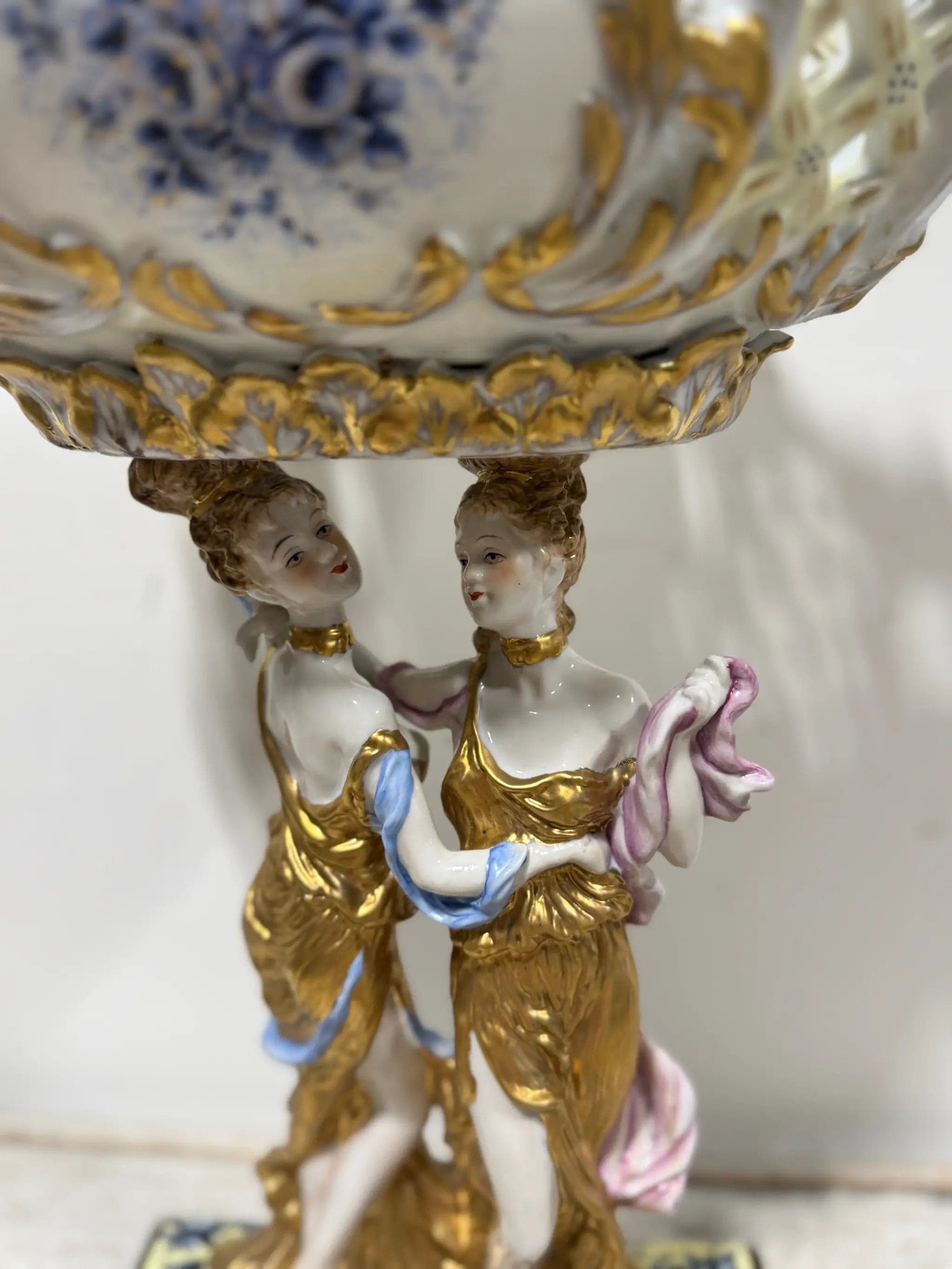 Antique Richard Klemm Dresden Figural Porcelain Centerpiece Compote - Thumbnail 3