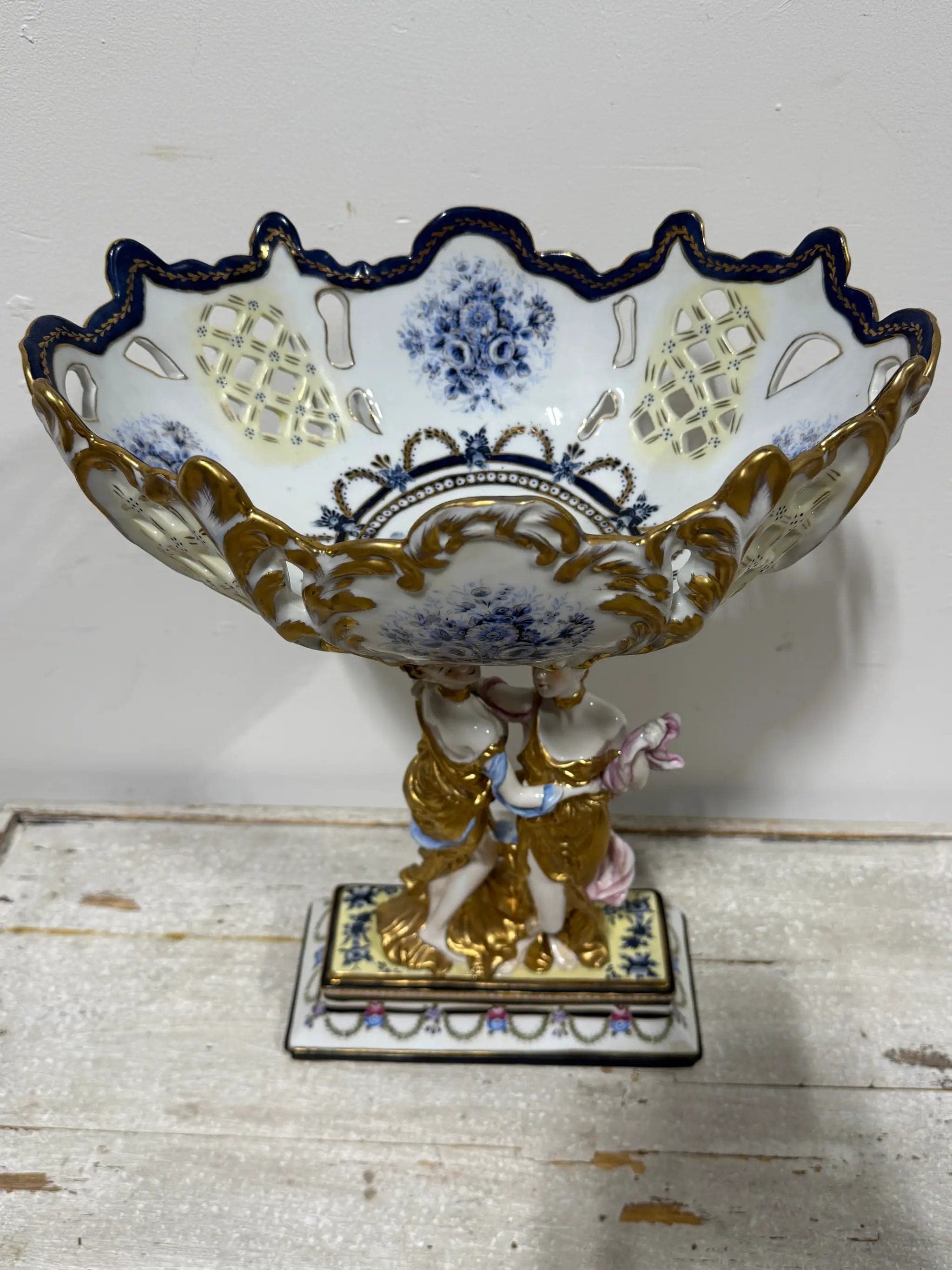 Antique Richard Klemm Dresden Figural Porcelain Centerpiece Compote - Thumbnail 2