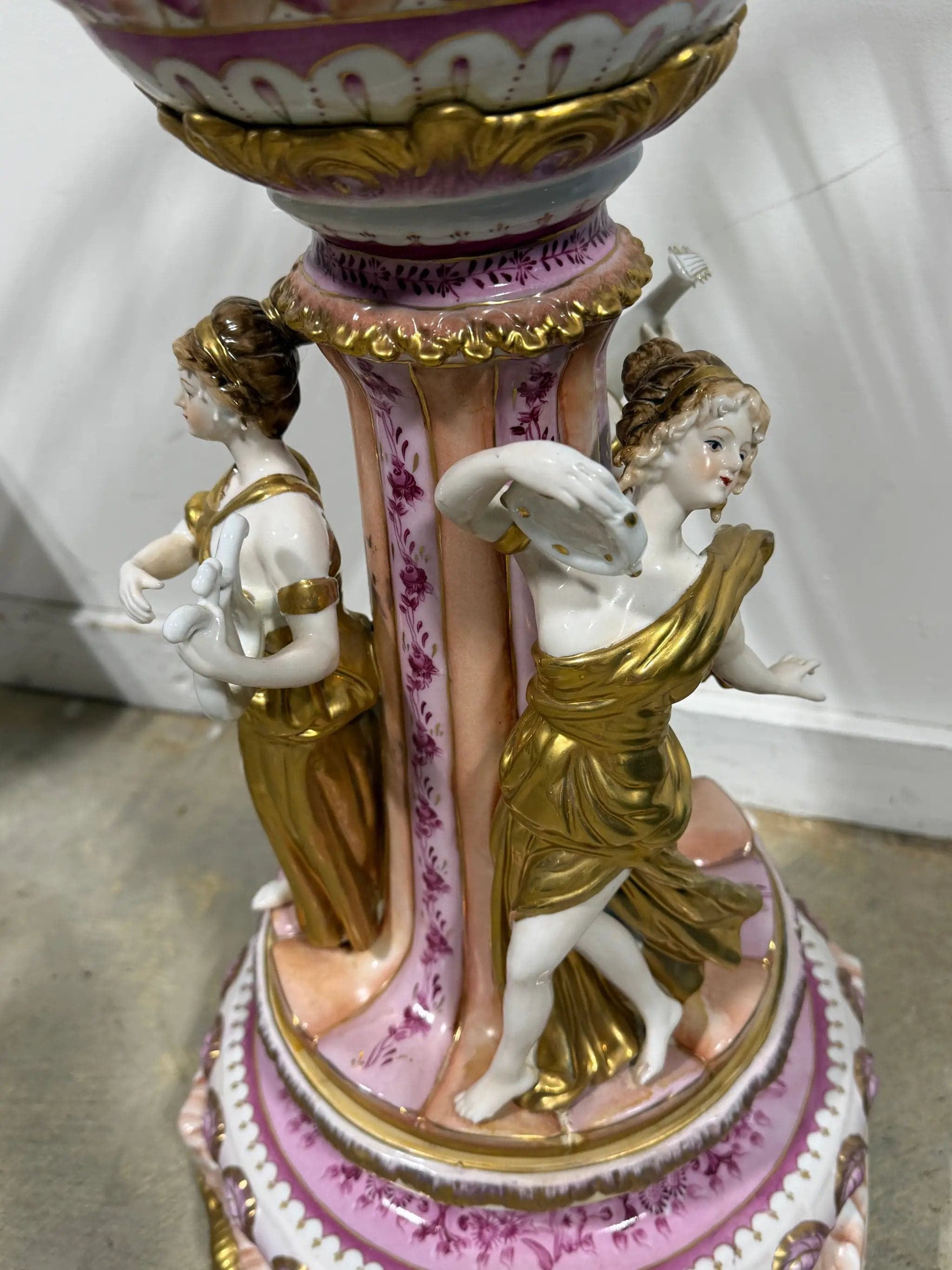 Monumental Antique German Figural Porcelain Centerpiece Compote - Thumbnail 4