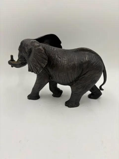 Bronze African Elephant Sculpture with Raised Trunk - Thumbnail 3