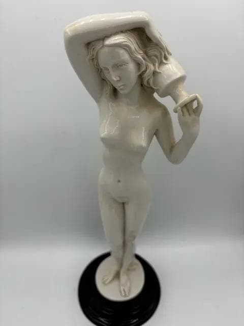 Neoclassical Aphrodite Goddess Sculpture on Black Pedestal Base - Thumbnail 2