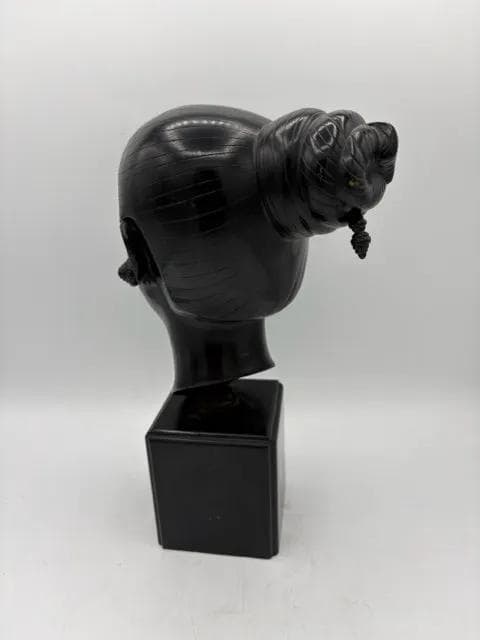 Vintage Hand-Carved "Luotian Princess" Ebonized Wood Bust – Art Deco Style - Thumbnail 3