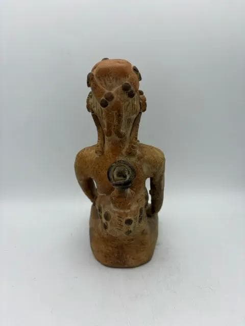 Hand-Carved Folk Art Seated Woman Sculpture – Pre-Columbian Style - Thumbnail 3