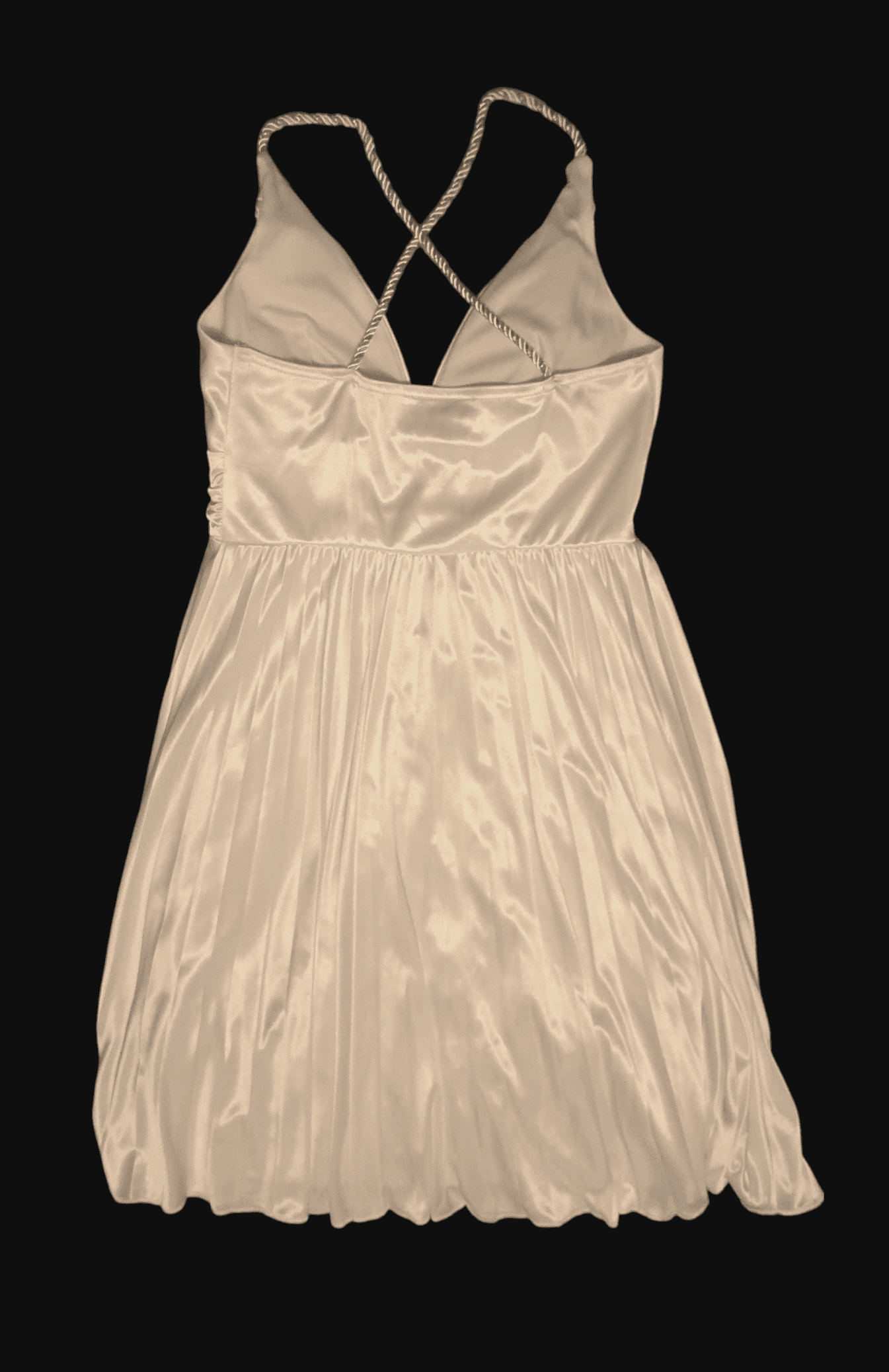 Y2K City Triangles White Satin Dress with Twisted Straps - Thumbnail 2