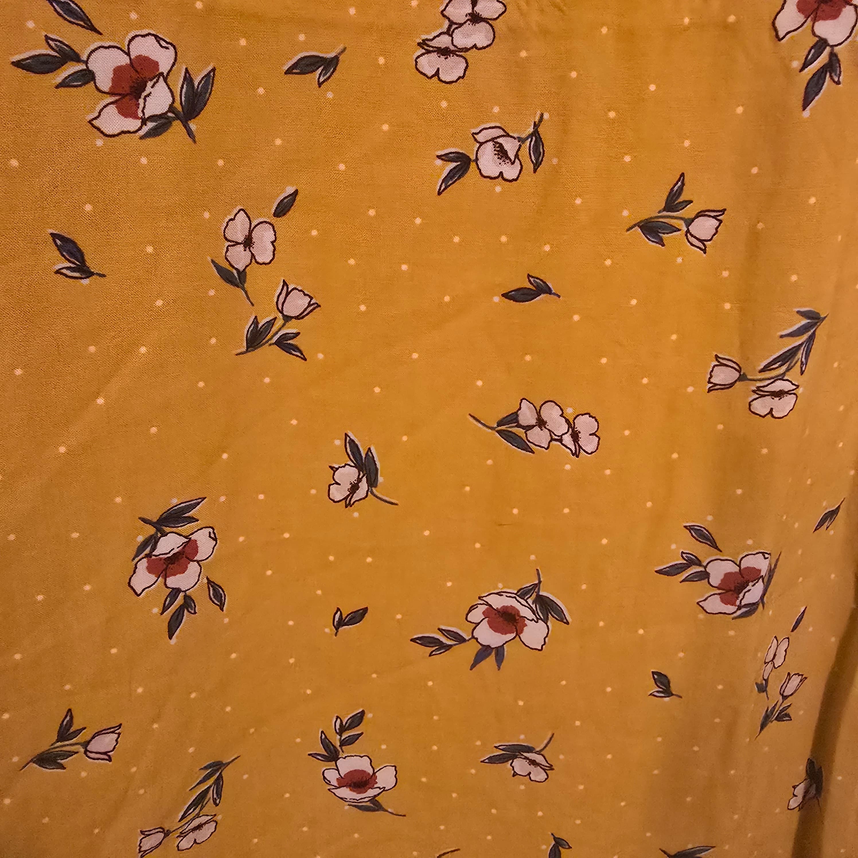 Y2K Blue Rain Floral Button up Yellow A-Line Dress Small - Thumbnail 3