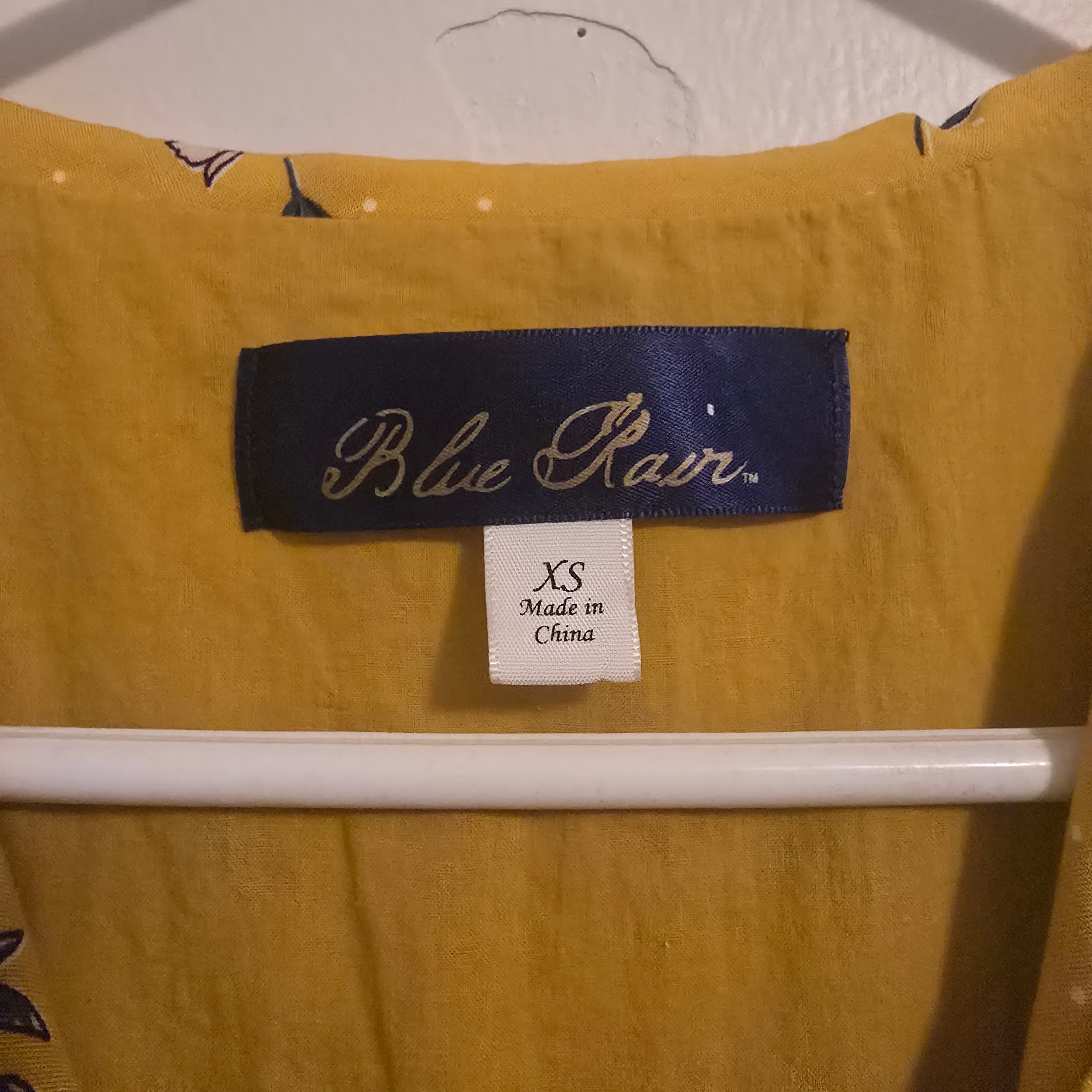 Y2K Blue Rain Floral Button up Yellow A-Line Dress Small - Thumbnail 7