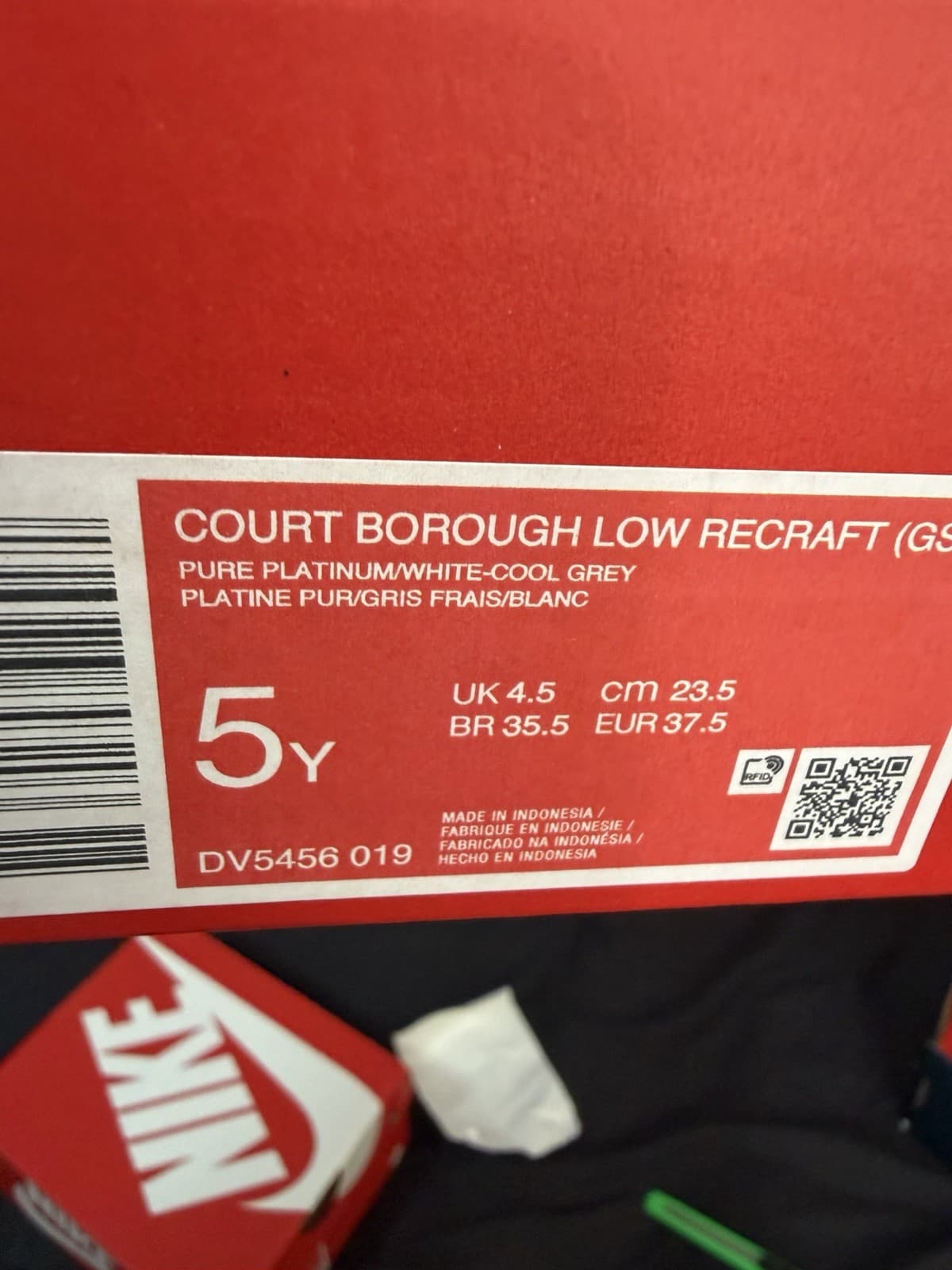 Nike Court Borough Low Recraft (GS) Unisex Kids Lace-Up Low Top Sneakers 5Y - Thumbnail 2