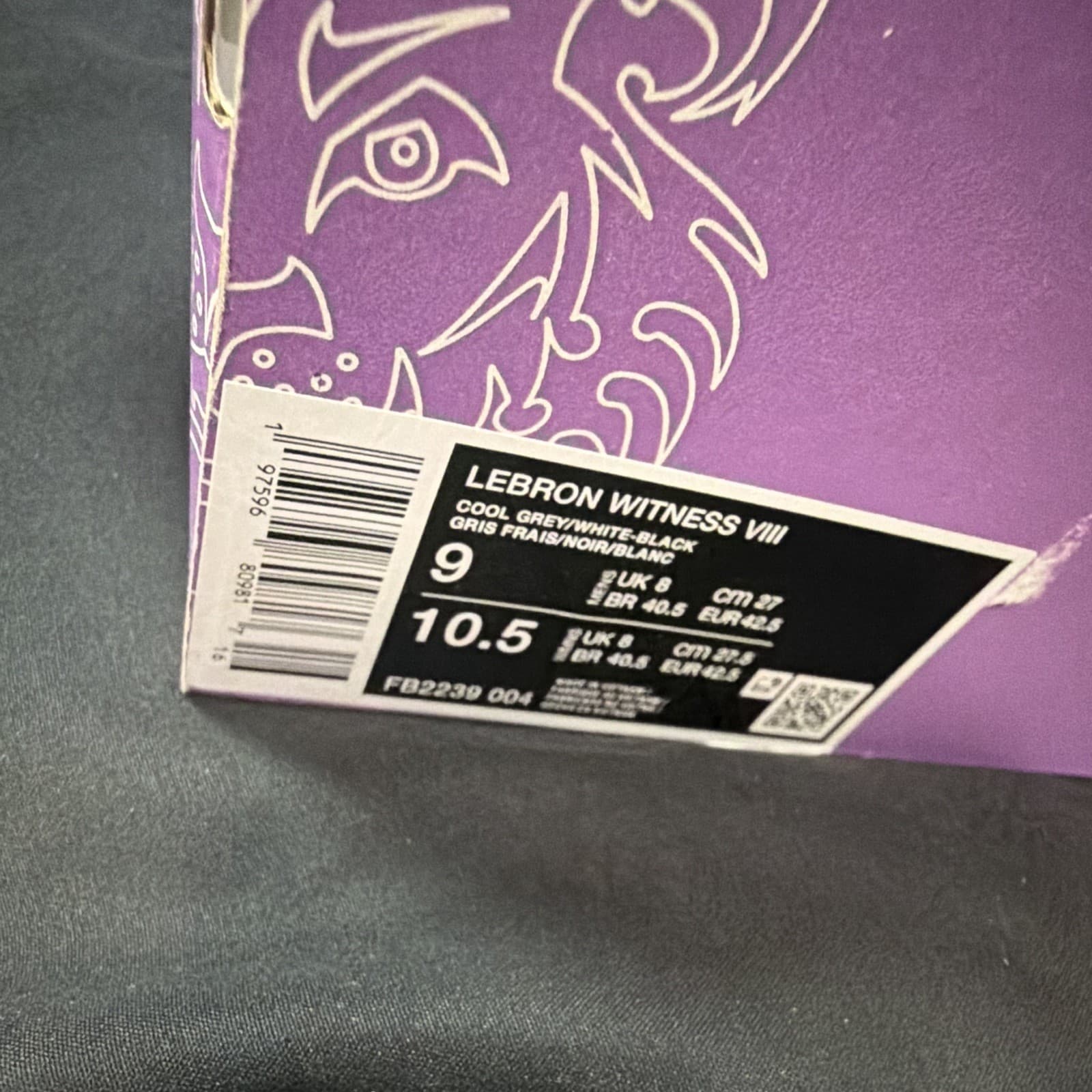 Nike LeBron Witness 8 Men's Low Top Lace Up Sneakers Cool Grey/Black/White - Thumbnail 2