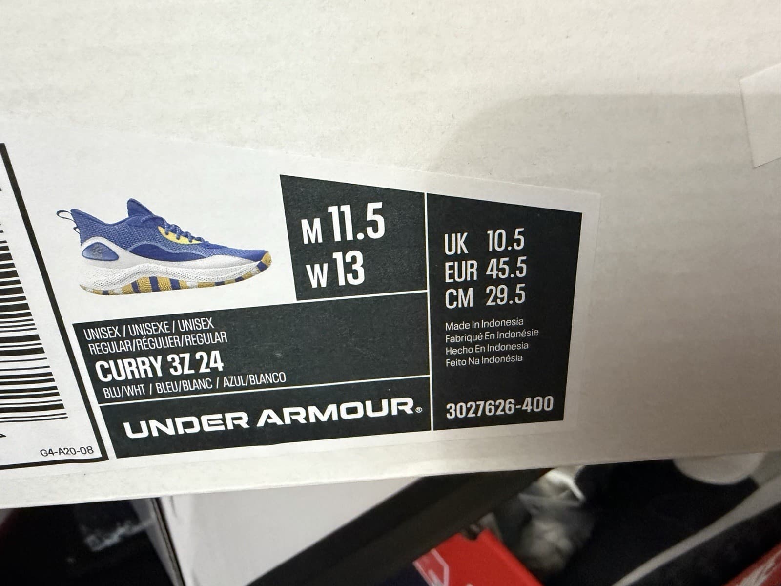 Under Armour Curry 3Zer0 24 Warriors Low Top Lace Up Basketball 3027626-400 - Thumbnail 2