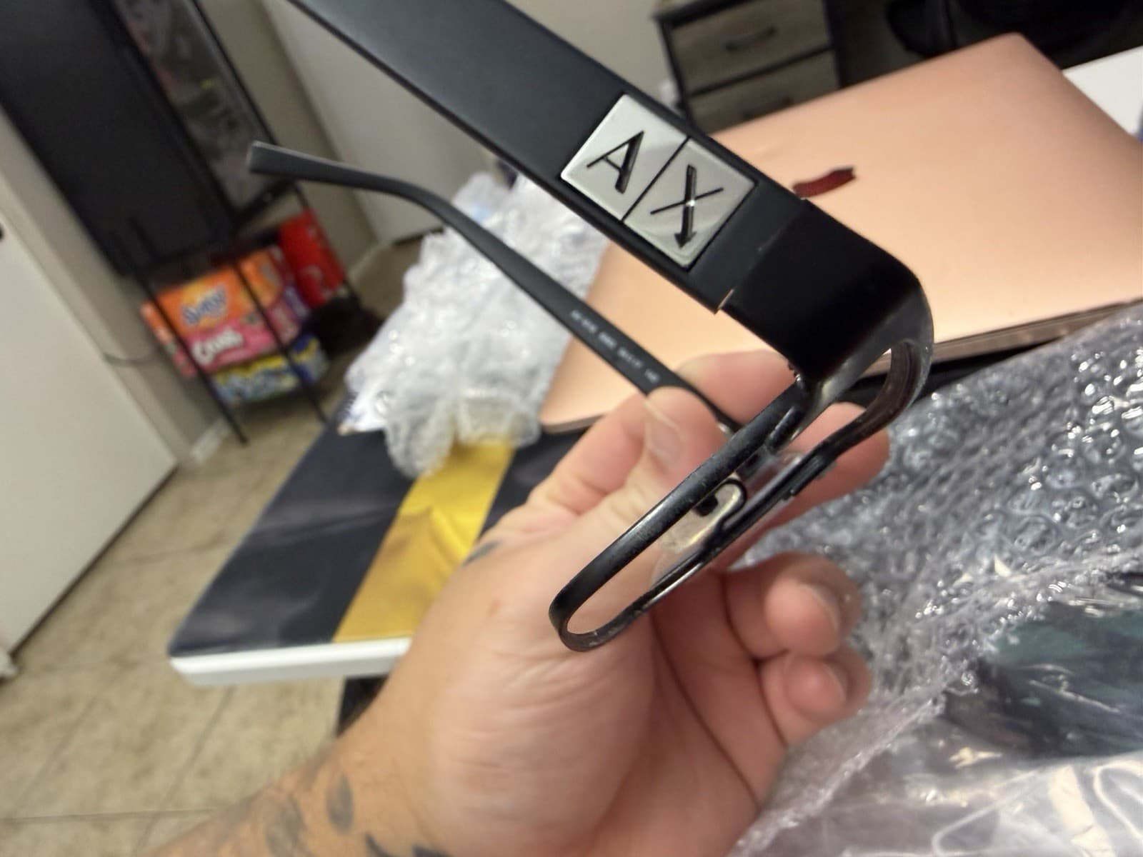 A|X Black Metal Full Rim Eyeglass Frames Solid Unisex Adults - Thumbnail 3