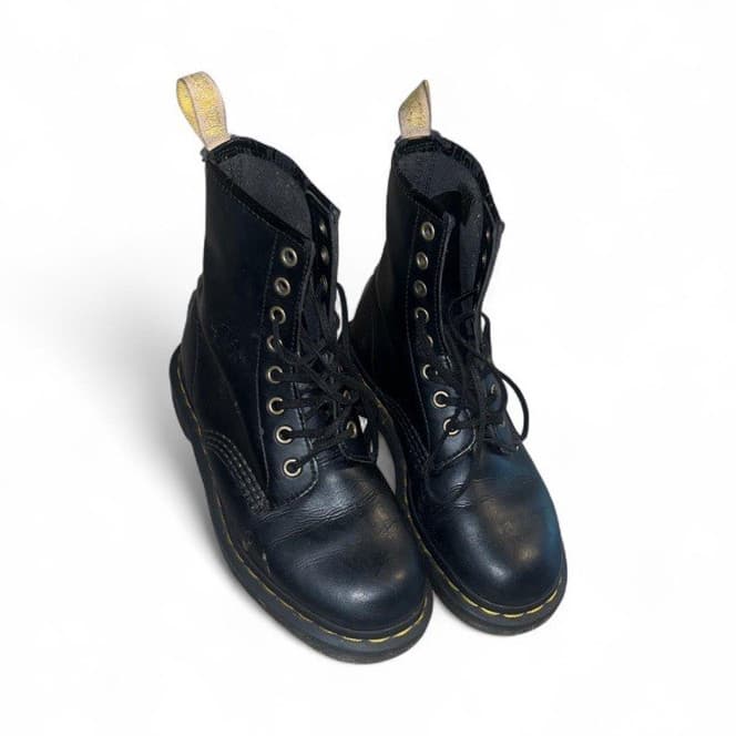Dr. Martens Men's Black Leather Lace-Up Combat Boots Mid-Calf US 6.5