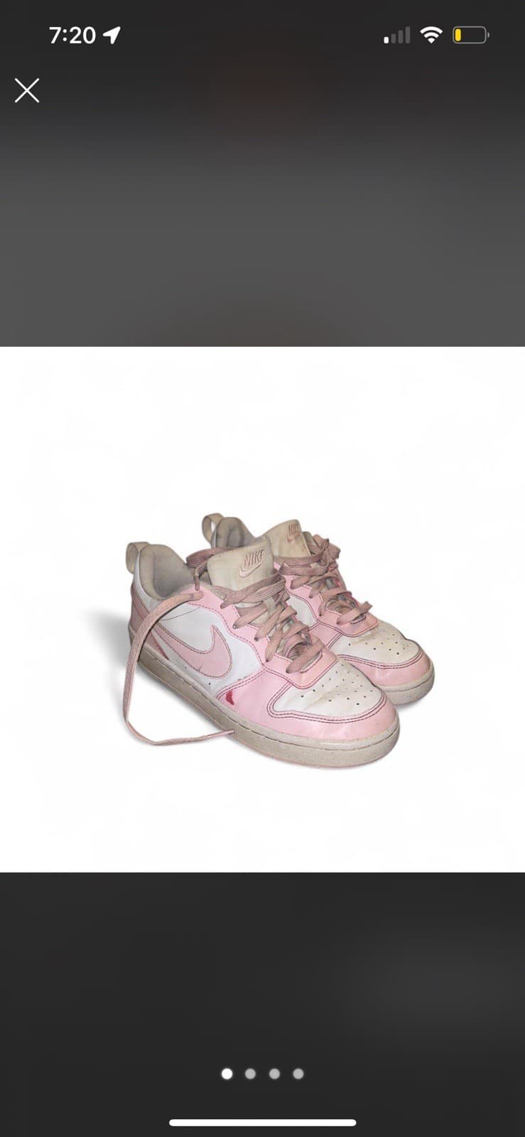 Nike Unisex Kids Size 6 Pink/White Low Top Lace-Up Sneakers Logo - Thumbnail 4