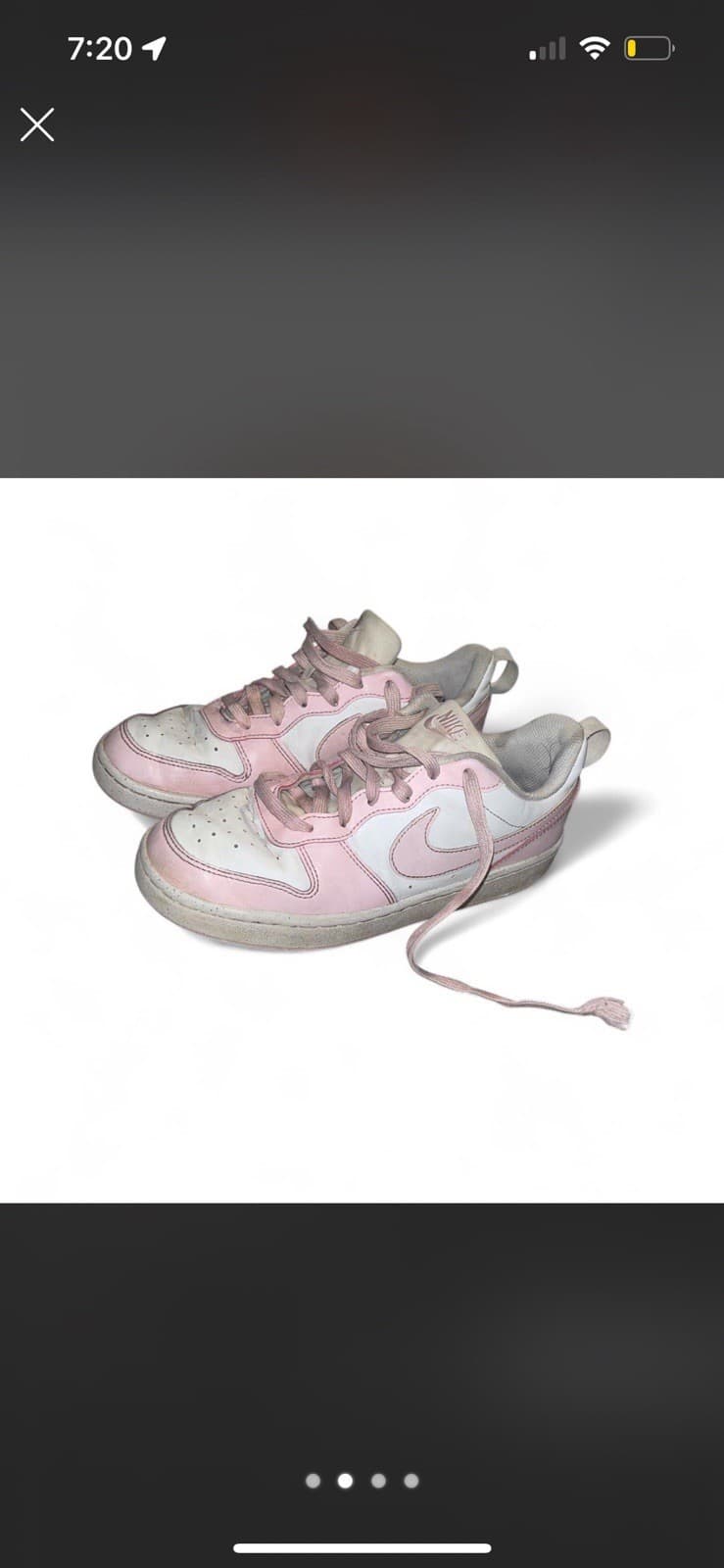 Nike Unisex Kids Size 6 Pink/White Low Top Lace-Up Sneakers Logo - Thumbnail 3
