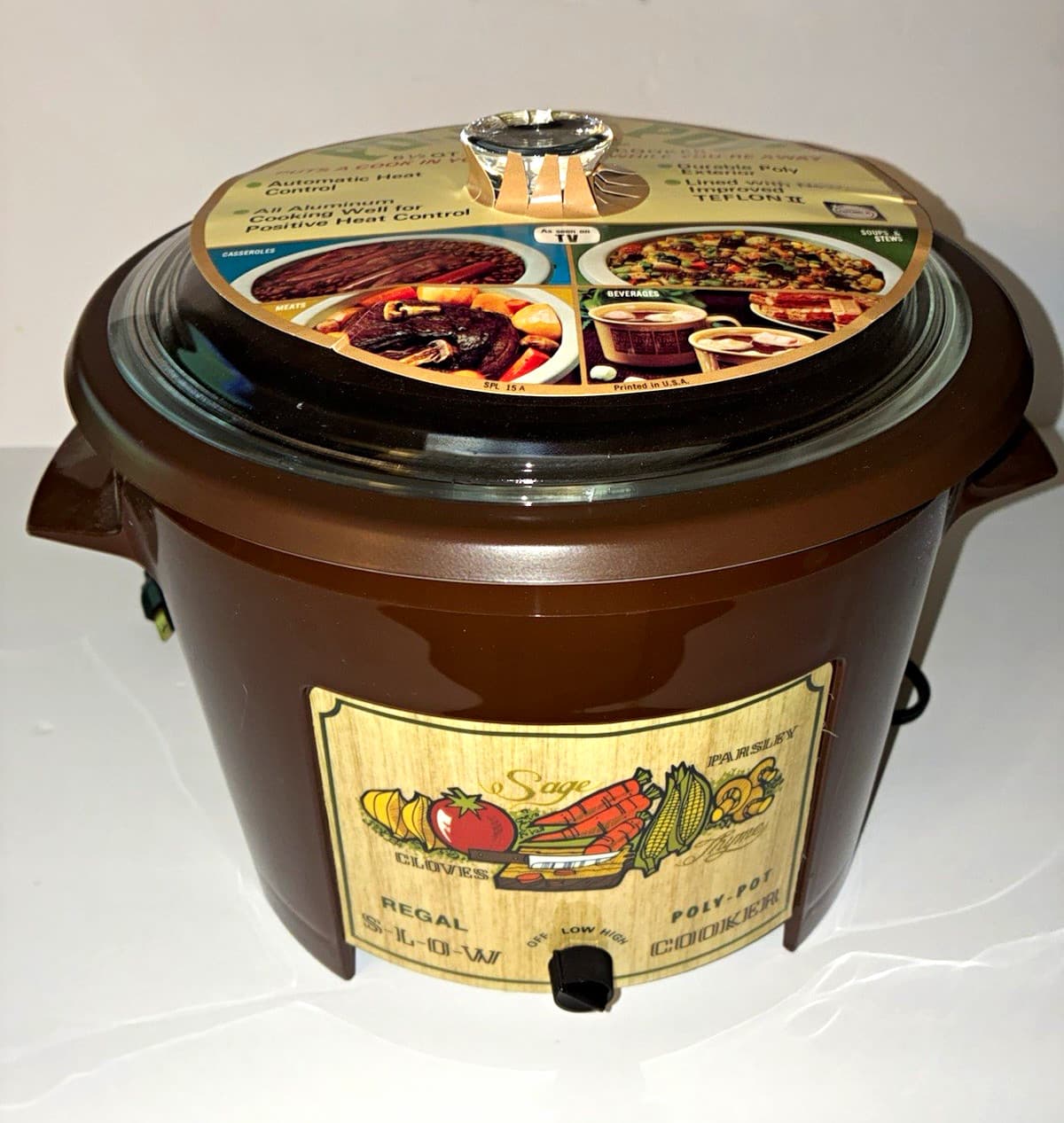 Regal Poly Pop 5.5 Qt Automatic Electric Slow Cooker Brown 1000W 3-Setting