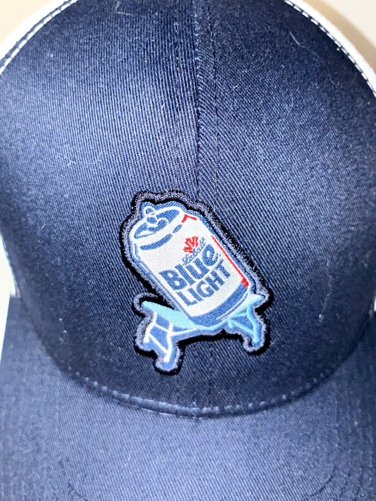 Labatt Blue Light New Era 39THIRTY Broken Table Mesh Back Trucker Snapback Hat