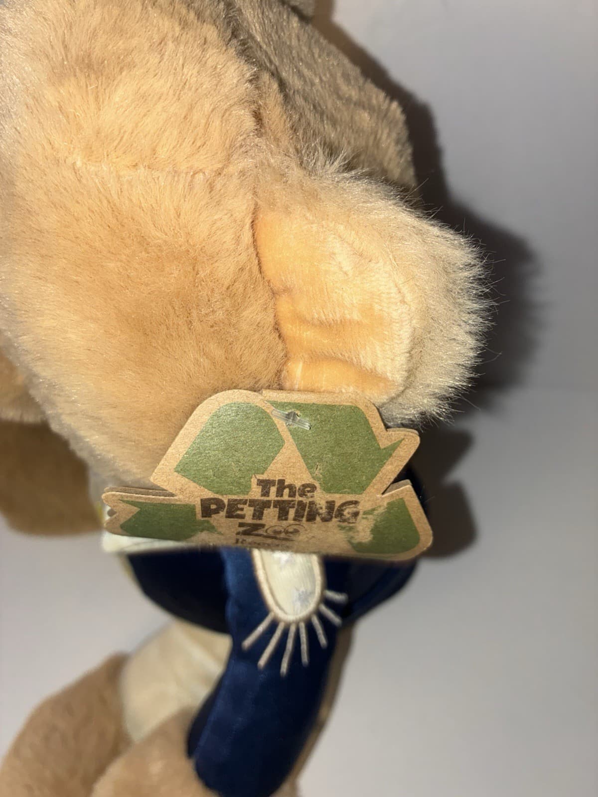 The Petting Zoo Plush Bear Beige Blue White Outfit w/ Ear Tag 122379MV - Thumbnail 3
