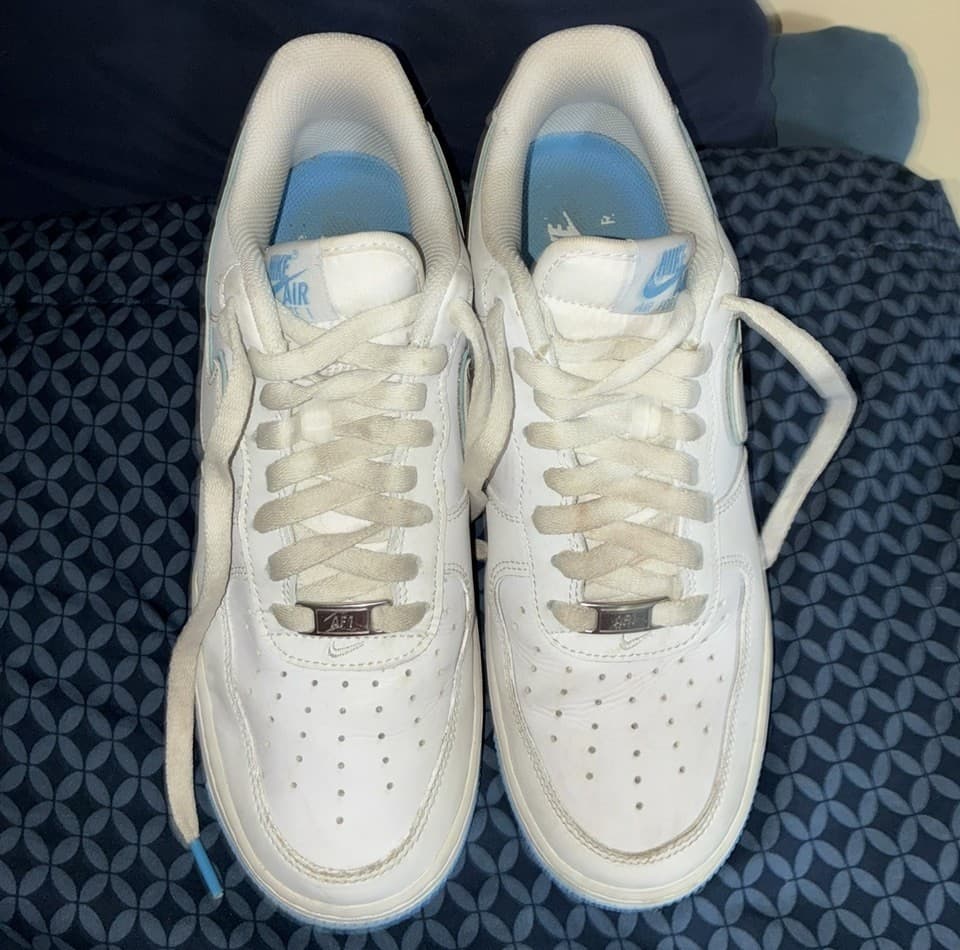 Mens - Nike Air Force 1 '07 White University UNC SZ 8.5 US - White/ Blue- 🔥 - Thumbnail 2