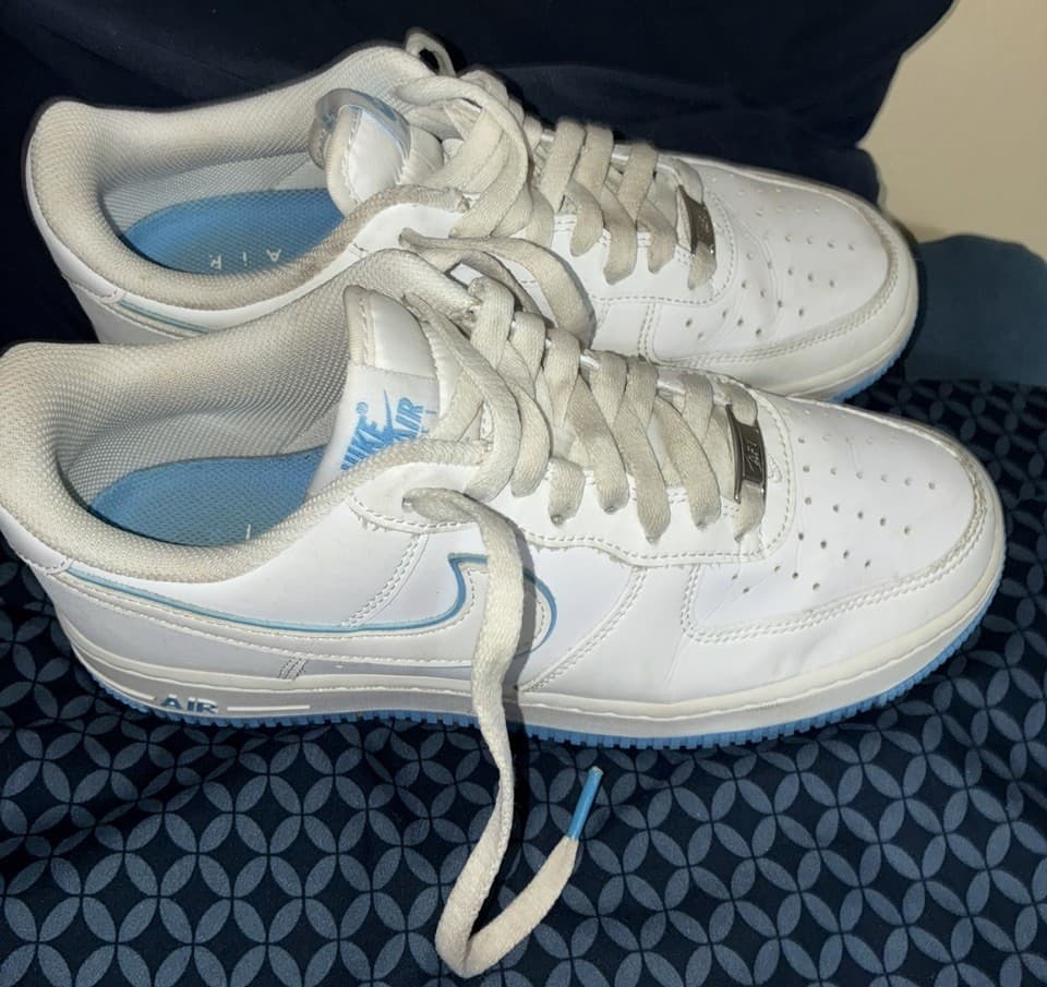 Mens - Nike Air Force 1 '07 White University UNC SZ 8.5 US - White/ Blue- 🔥