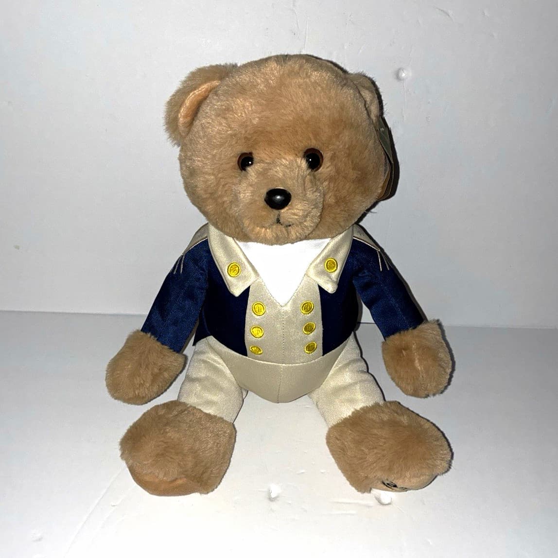 The Petting Zoo Plush Bear Beige Blue White Outfit w/ Ear Tag 122379MV