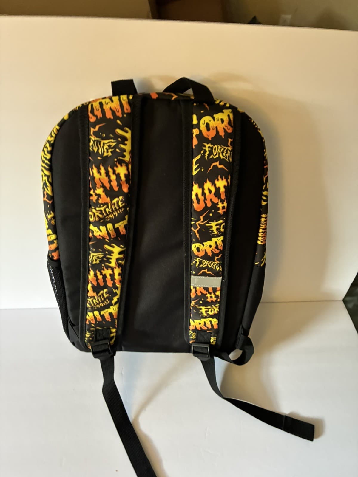 Fortnite Backpack Black Yellow Flame Print Laptop Sleeve New w/ Tags - Thumbnail 2