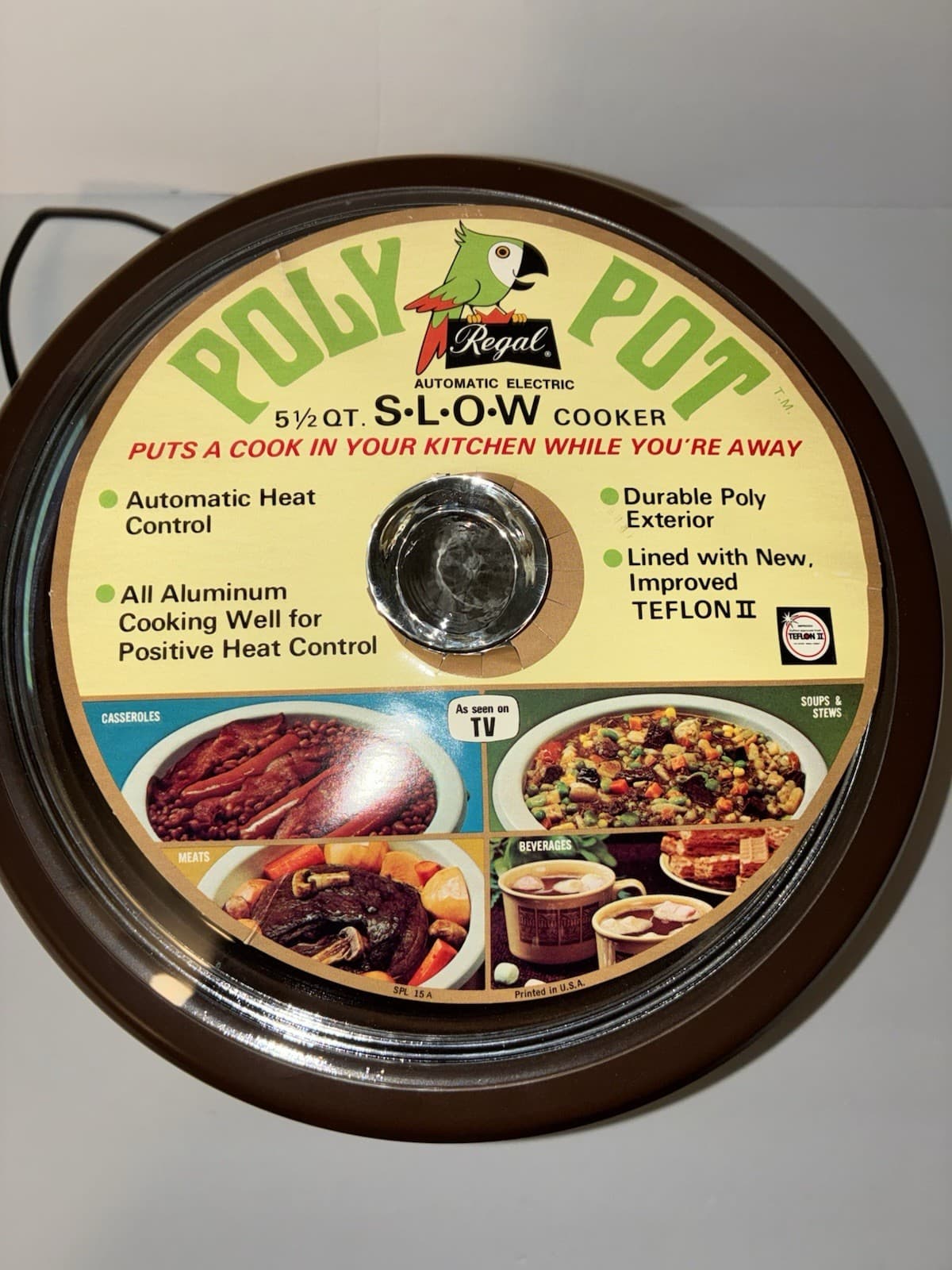 Regal Poly Pop 5.5 Qt Automatic Electric Slow Cooker Brown 1000W 3-Setting - Thumbnail 2