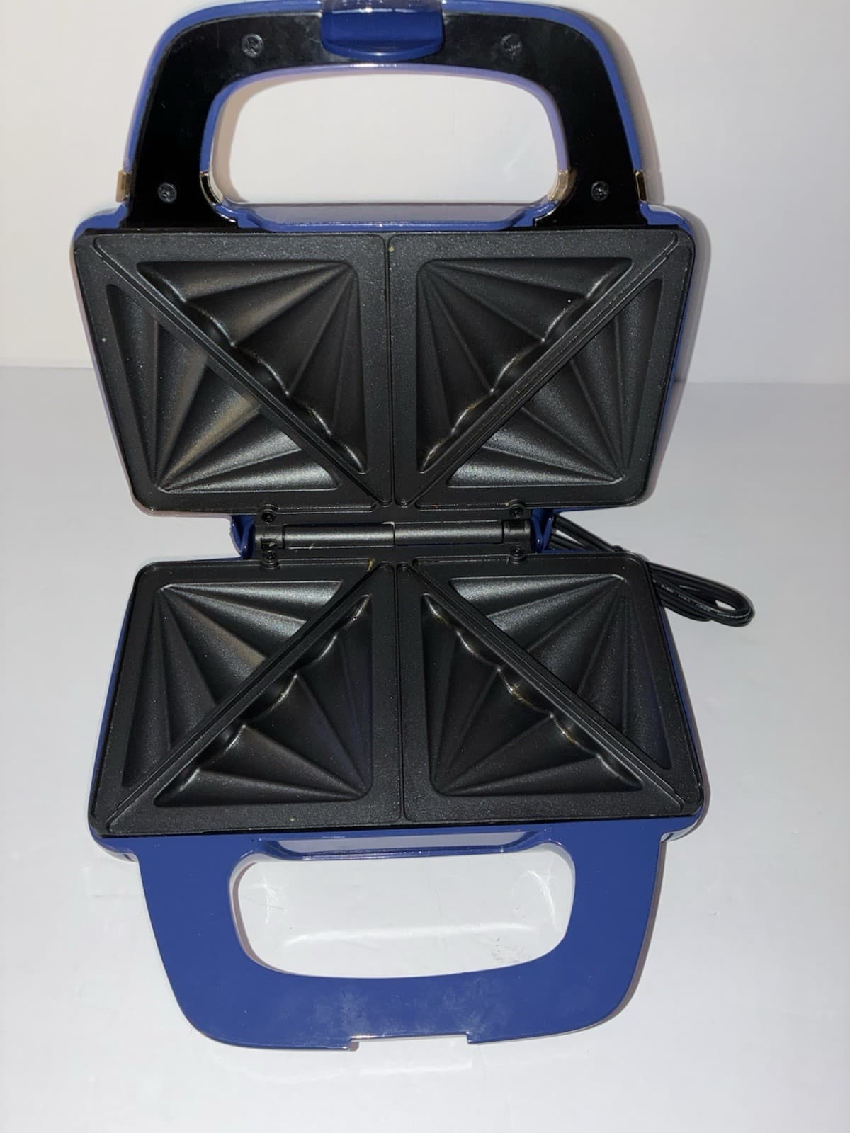Blue Electric Sandwich Toaster 750W 120V Non-Stick Rectangular Glossy - Thumbnail 3