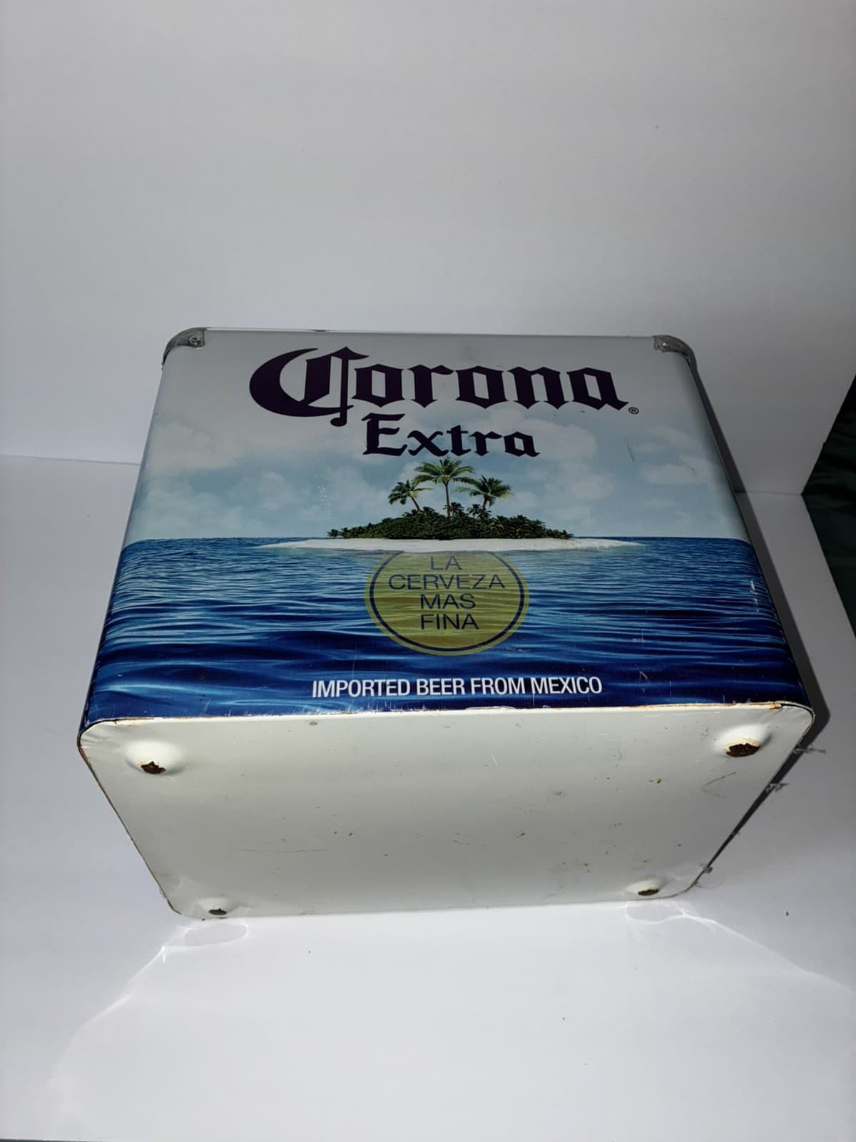 Vintage Corona Extra Metal Ice Galvanized Inside Chest Cooler - Thumbnail 2