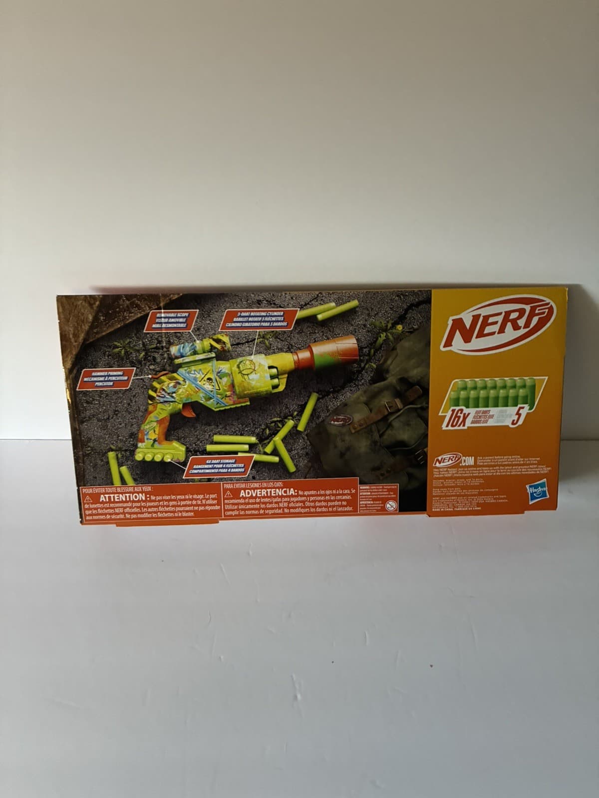 Nerf Zombie Driller Dart Blaster, 16 Nerf Elite Darts, Rotating 5 Dart Cylinder, - Thumbnail 2