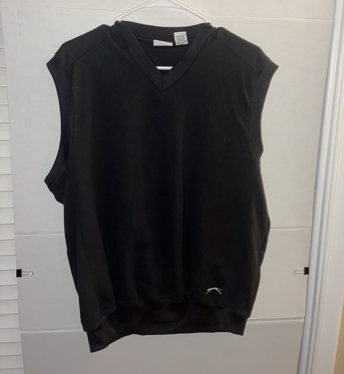 Slazenger Men's Black V-Neck Sweater Vest Knit Polyester Logo Size M