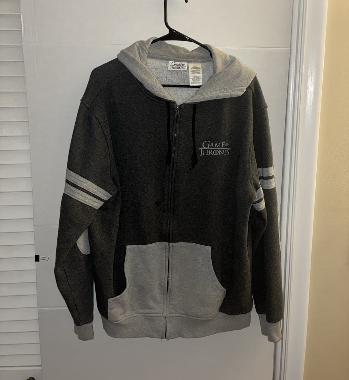 Game of Thrones House Stark Winterfell Gray Full-Zip Hoodie w/ Pockets XL