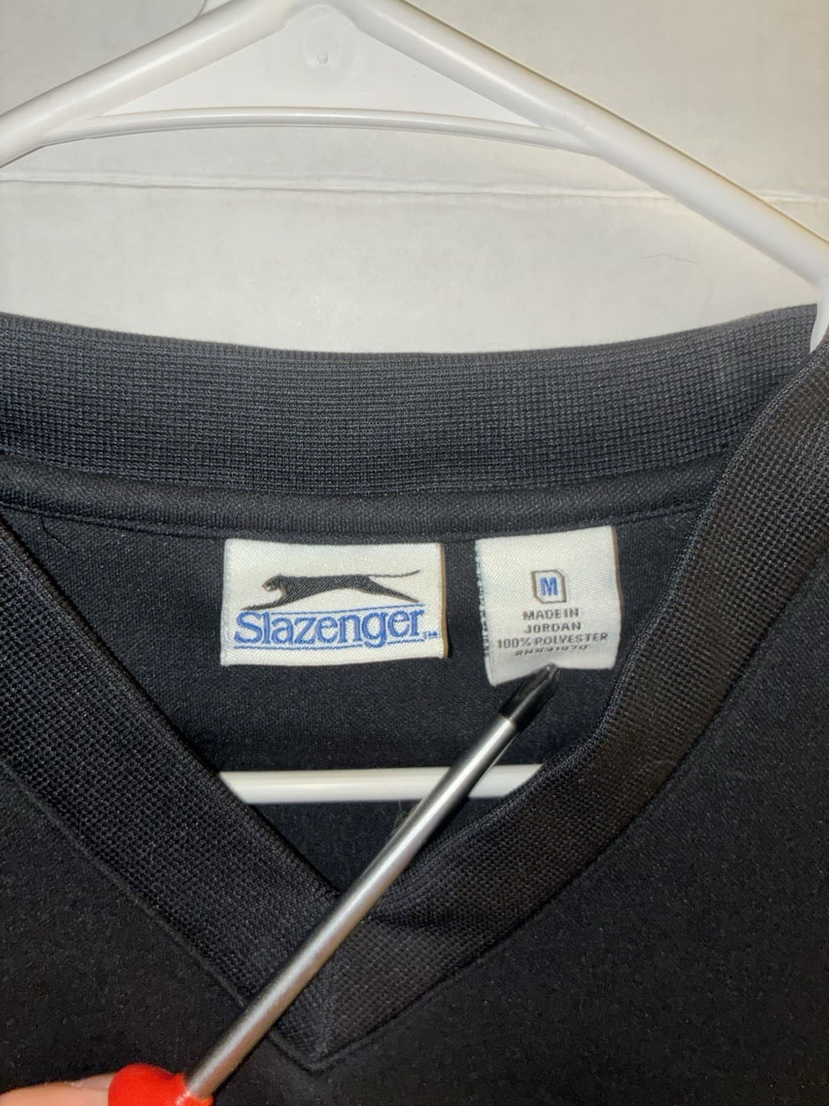 Slazenger Men's Black V-Neck Sweater Vest Knit Polyester Logo Size M - Thumbnail 3