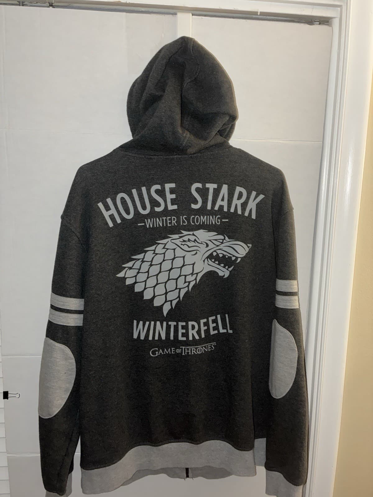 Game of Thrones House Stark Winterfell Gray Full-Zip Hoodie w/ Pockets XL - Thumbnail 5