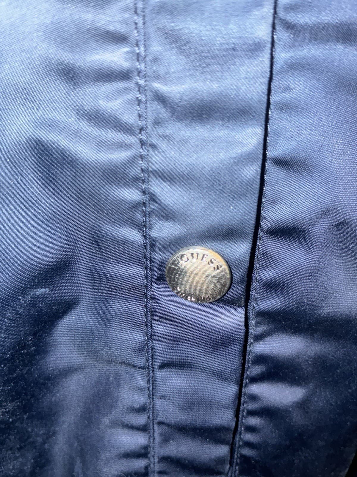 Vintage GUESS Men’s Blue Bomber Jacket Full Zip XL Embroidered Logo Band Collar - Thumbnail 4