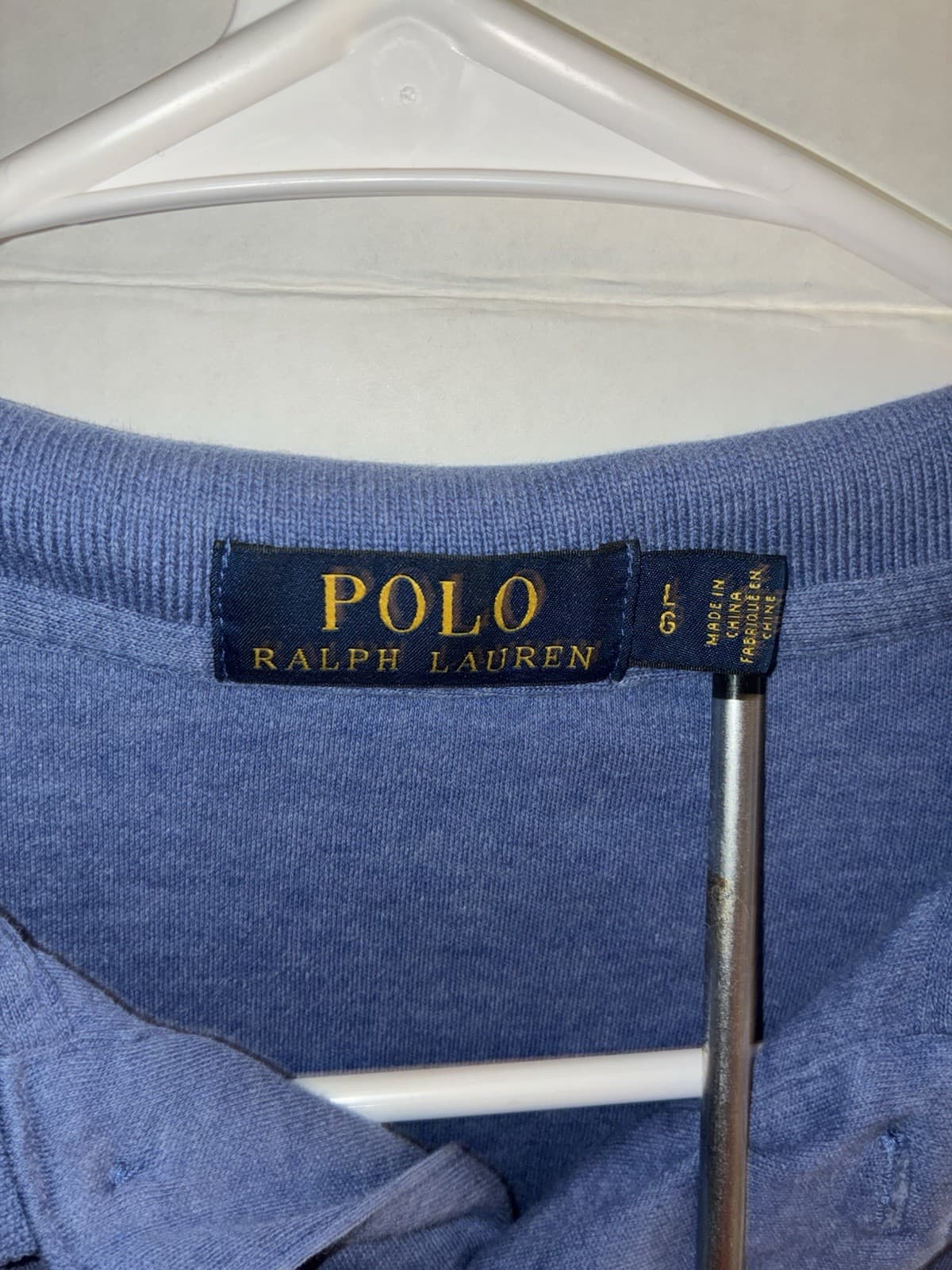 Polo Ralph Lauren Men's Blue Solid Short Sleeve Collared Logo Polo Shirt L - Thumbnail 2