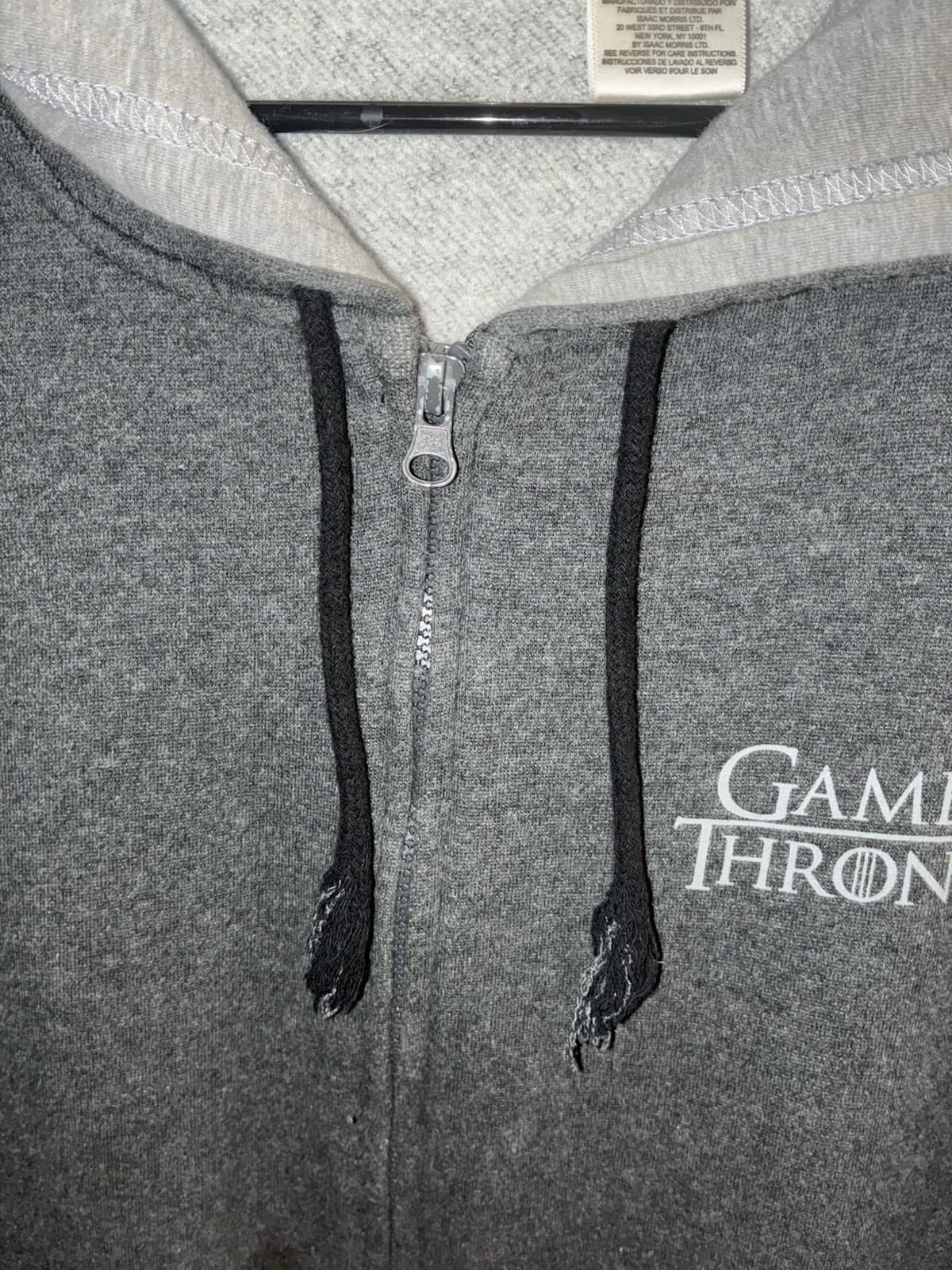 Game of Thrones House Stark Winterfell Gray Full-Zip Hoodie w/ Pockets XL - Thumbnail 3