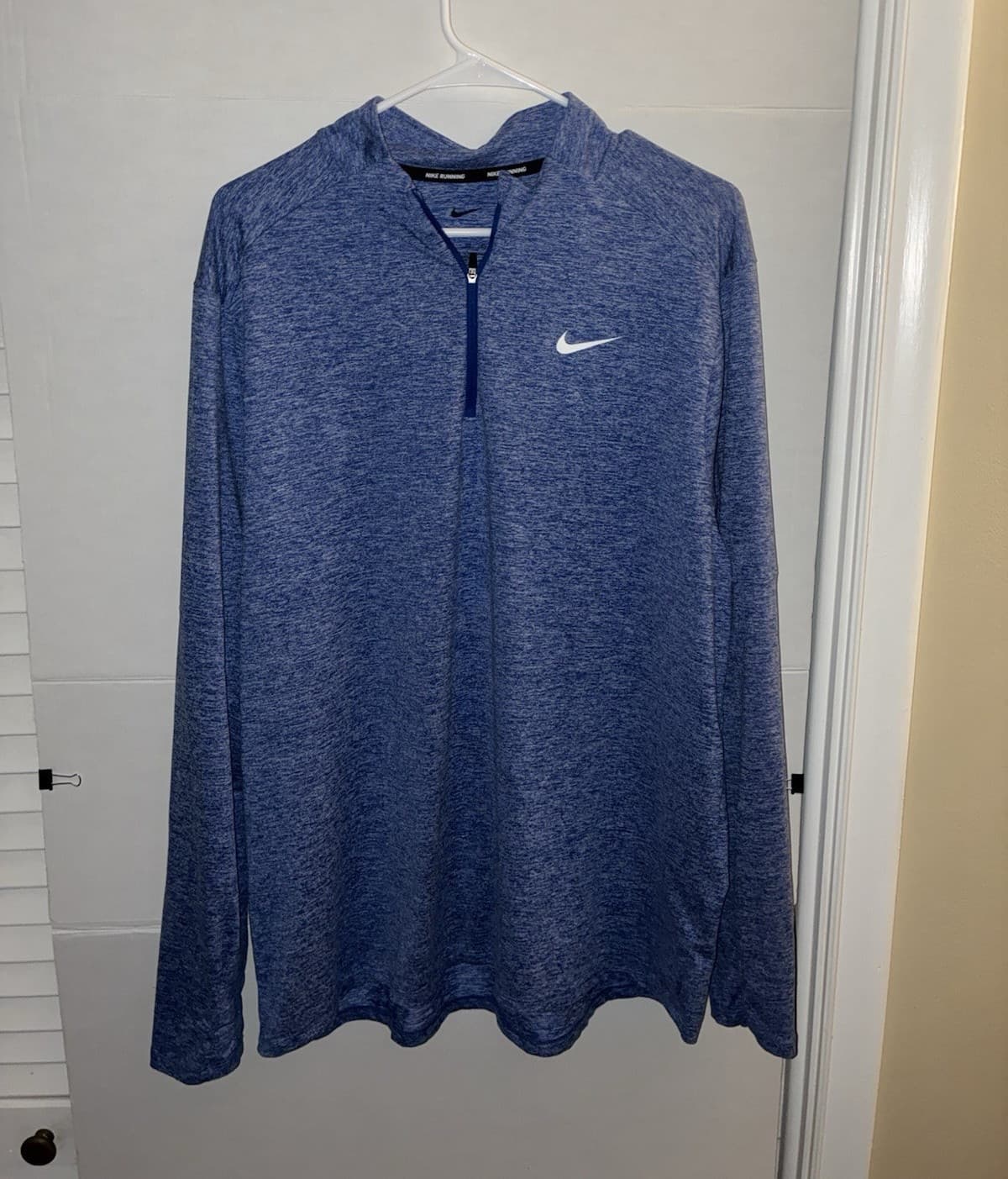 Nike Dri-FIT XL Running Men’s Blue Solid 1/4 Zip Mock Neck Long Sleeve