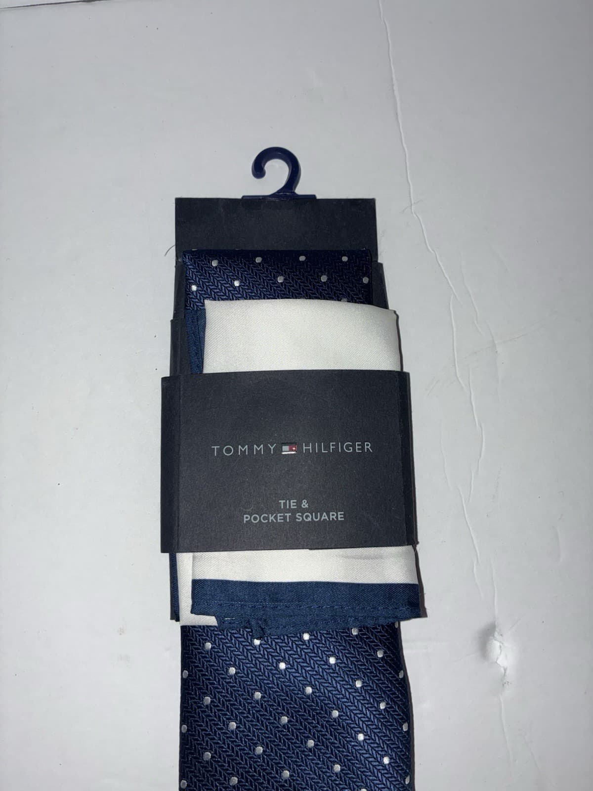 Tommy Hilfiger Men's 2-Piece Tie & Pocket Square Set Blue Polka Dot Woven - Thumbnail 5
