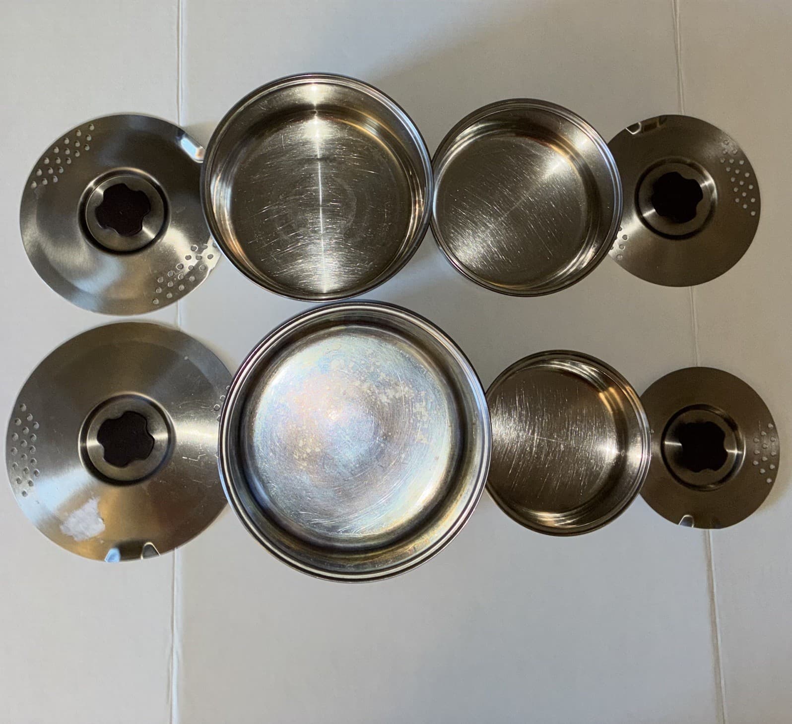 Vintage Fagor Stainless Steel Cookware Set Of 4 Diff Sizes W Strainer Lids Pots - Thumbnail 2